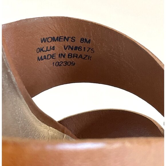 L.L. Bean Womens Cork Wedge Sandals Sz 8M Brown Leather Adjustable Straps Brazil - Picture 3 of 11